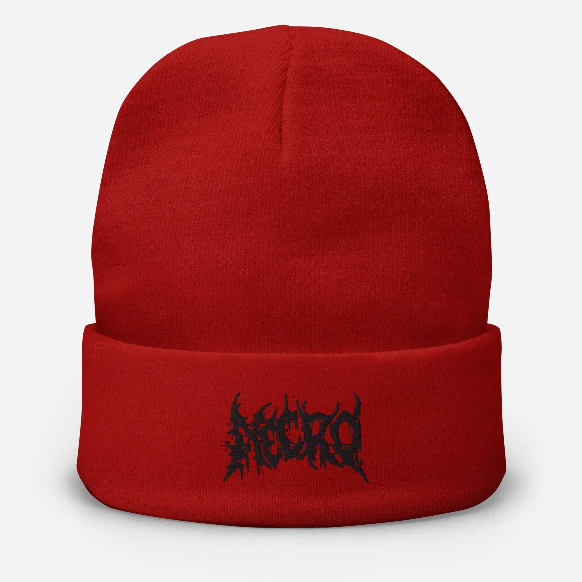 Necro - Maroon/Blk Death Metal Logo - Embroidered Beanie NECRO SUPER STORE