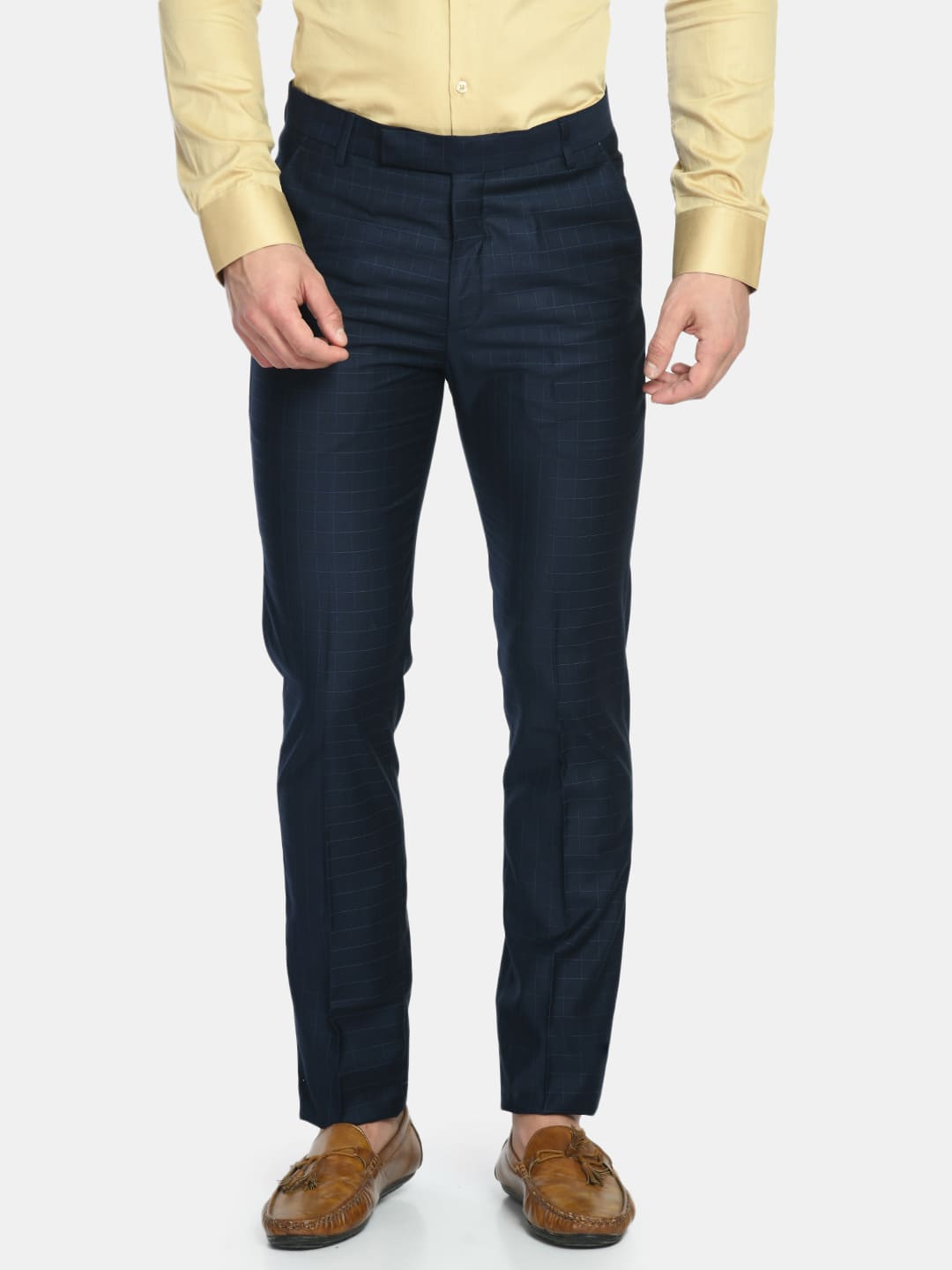 Formal Trouser: Buy Men Navy Blue Cotton Formal Trouser