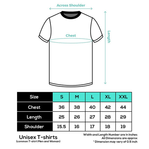 Unisex T-shirt Size Chart