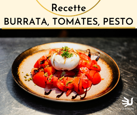 Recette Burrata, tomates, pesto