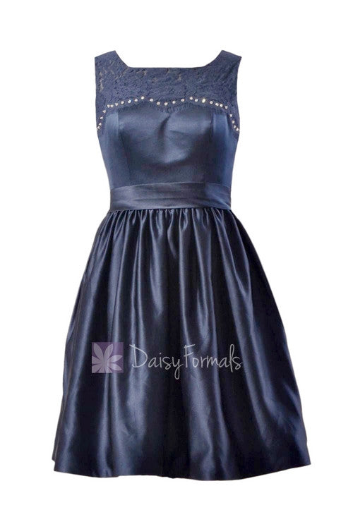 navy short bridesmaid dress