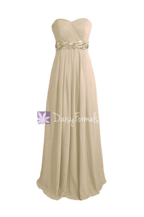 Inexpensive Champagne Bridesmaids Dress Long Beach Wedding Party Dress ...