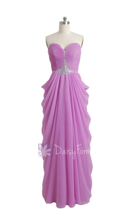 Purple Chiffon Prom Dress Sweetheart Beaded A-Line Latest Chiffon ...