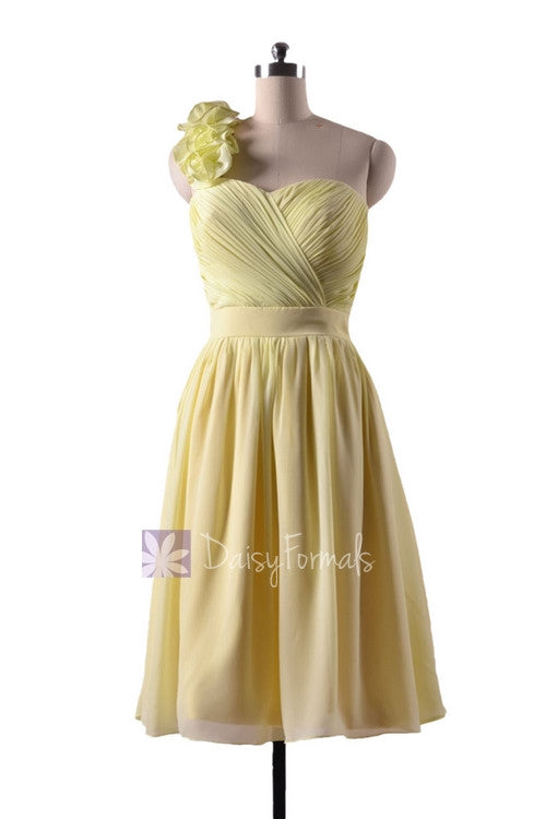 In Stock,Ready To Ship - Short Yellow Chiffon Bridesmaid Dress W ...