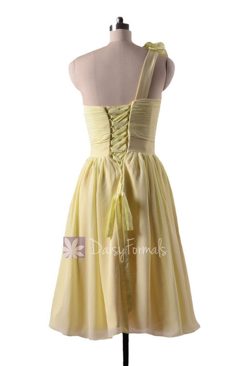 In Stock,Ready To Ship - Short Yellow Chiffon Bridesmaid Dress W ...