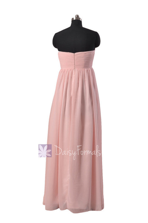 Gorgeous Floor Length Pink Chiffon Wedding Party Dress Online W/Empire ...