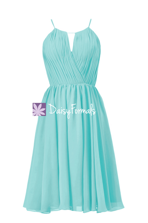 Tiffany S Inspired Bridesmaid Dress Short Beach Wedding Party Dress Knee Length Dress Bm10826s