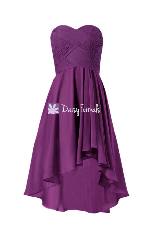 dark purple strapless dress