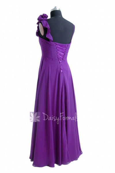 Empire Purple Unique Bridesmaid Dress Long Chiffon Formal Dress W ...