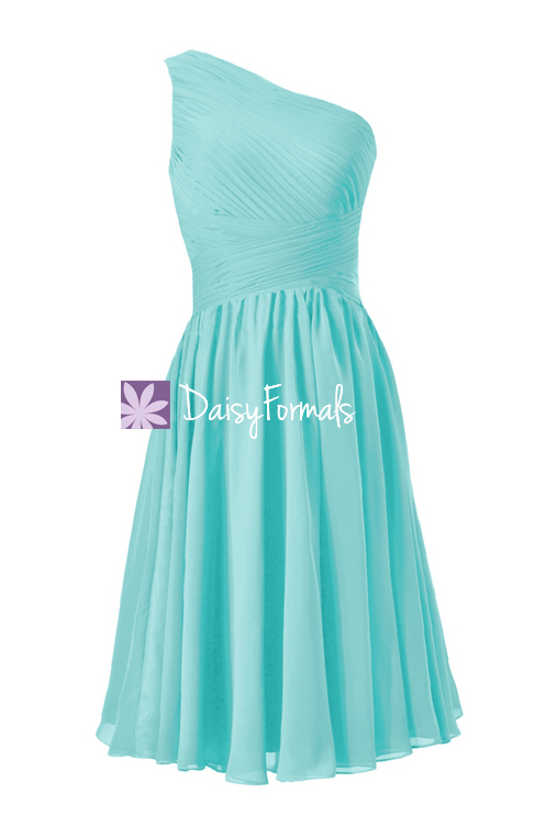 Tiffany Blue One Shoulder Affordable Bridesmaid Dress Criss Cross