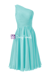 Tiffany Blue One Shoulder Affordable Bridesmaid Dress Criss Cross Beach ...