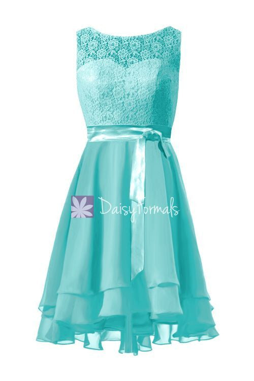Beautiful Aqua Blue Lace Party Dress 