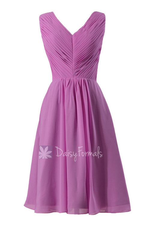 Beautiful Wisteria Chiffon Formal Dress Short Pleated Discount ...