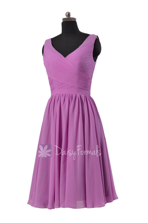 Appealing Short Deep V-Neckline Chiffon Bridesmaid Dress Wisteria ...