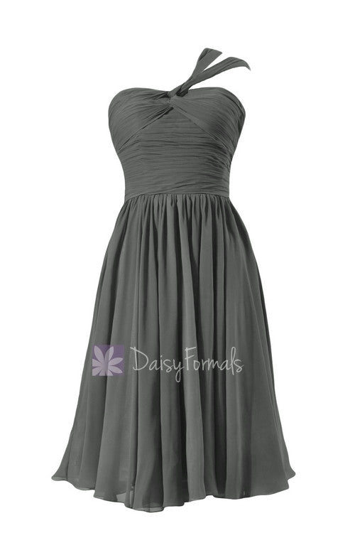 dark grey chiffon dress