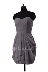 Slate Gray Chiffon Mini Skirt Bridesmaid Dress Bridal Party Dress(BM64 ...