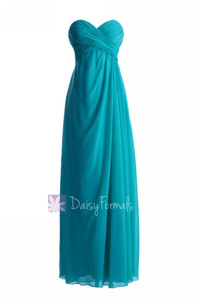 Fabulous Long Chiffon Prom Dress Sweetheart Teal Bridesmaid Dress(BM77 ...