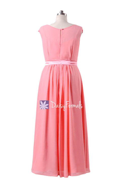 modest coral bridesmaid dresses