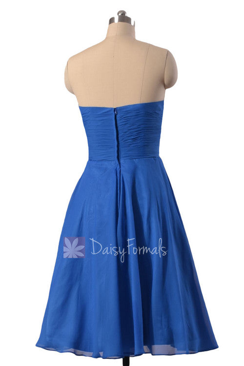 New Knee Length Chiffon Cocktail Dress Strapless Royal Blue Cheap ...