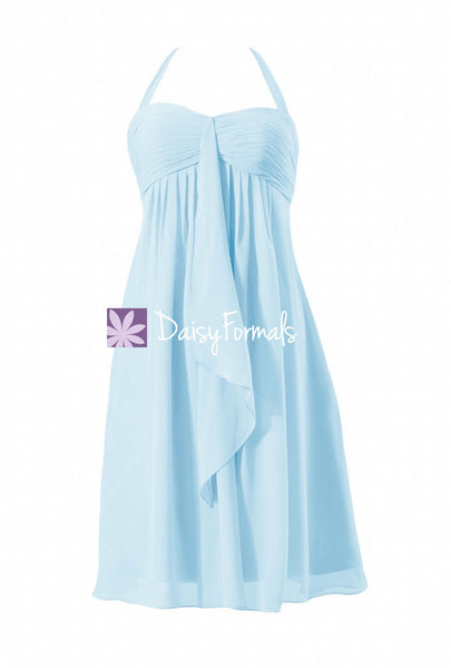  Ice  Blue  Halter Elegant Bridesmaid  Dress  Pretty Light Blue  