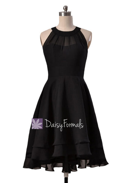 Short Black Prom Dress Little Black Party Dress Short High Low Black C ...