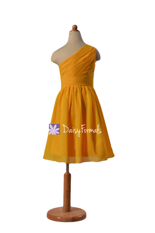 Mustard Yellow Junior Bridesmaid Dress Flower Girl Dresses Chiffon Girl ...
