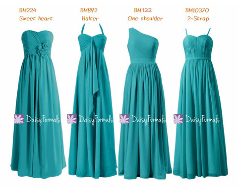 cyan blue bridesmaid dresses