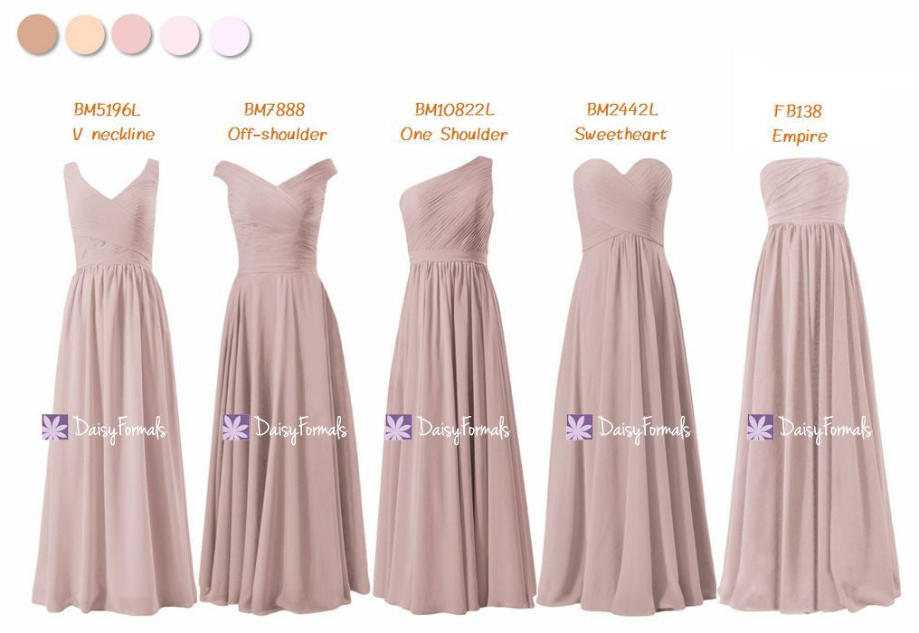 long dusty rose bridesmaid dresses