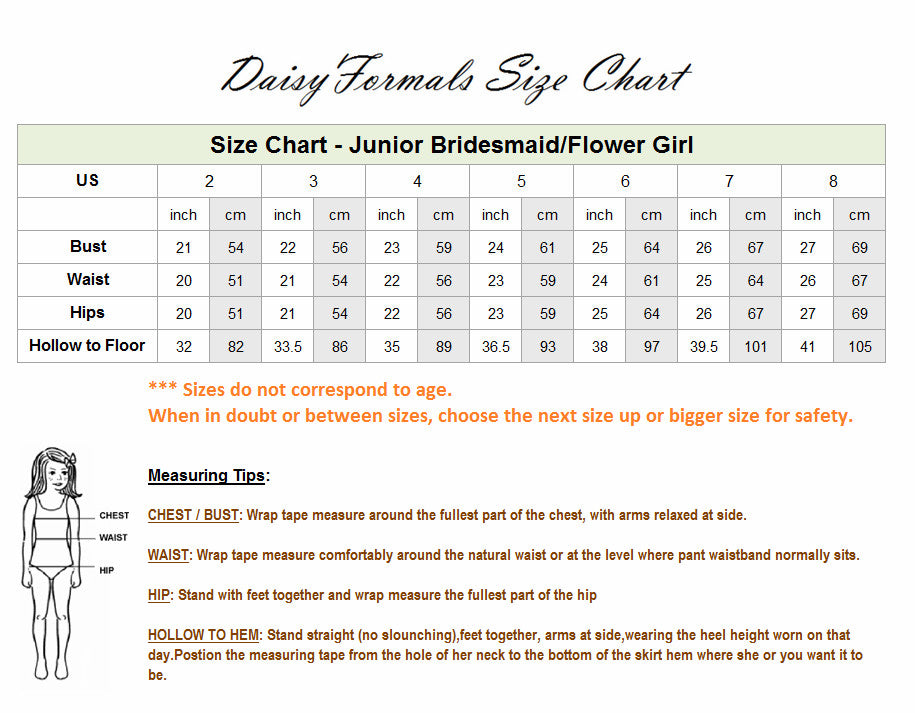 Junior Skirt Size Chart