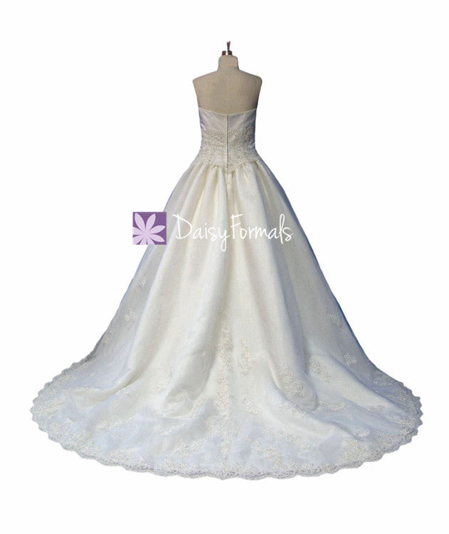 Classic Lace Wedding Party Dress Luxury Long Strapless Wedding Dress w ...
