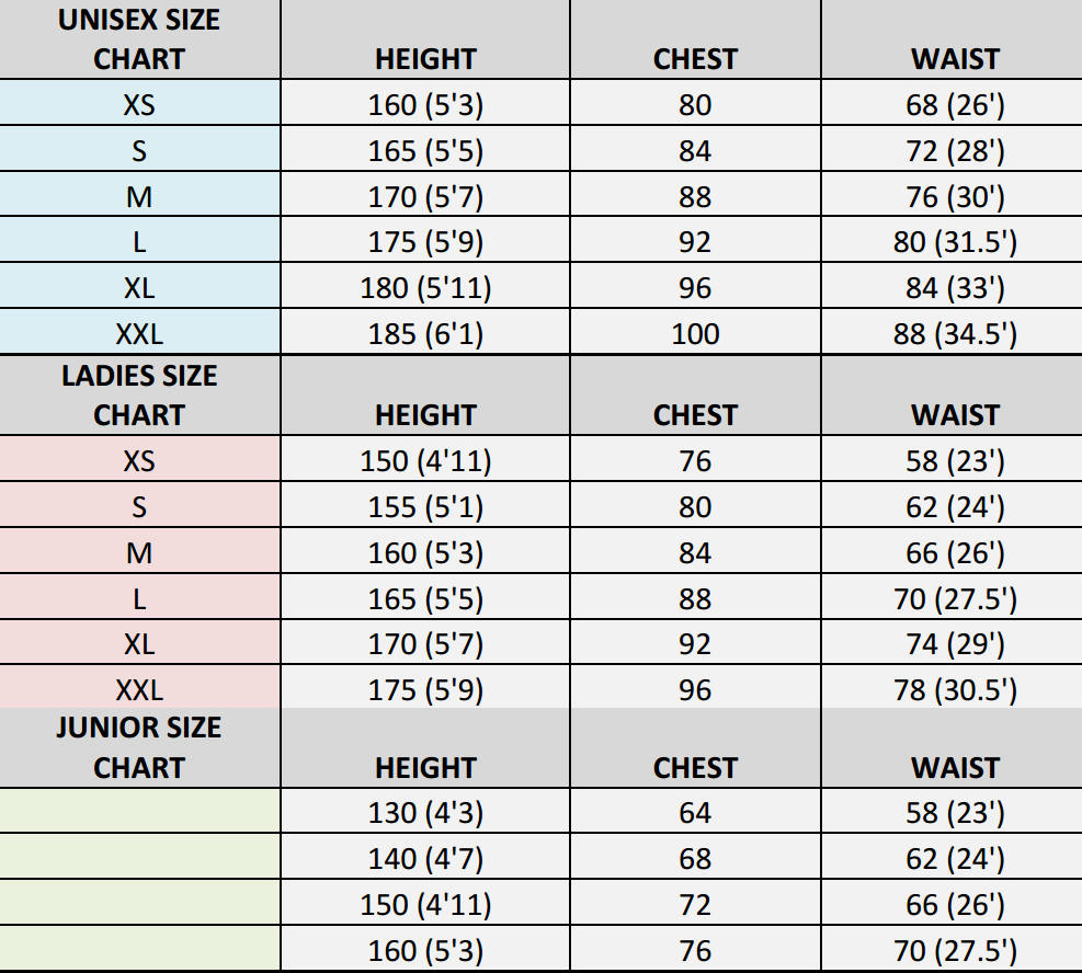 Badminton Racket Size Chart