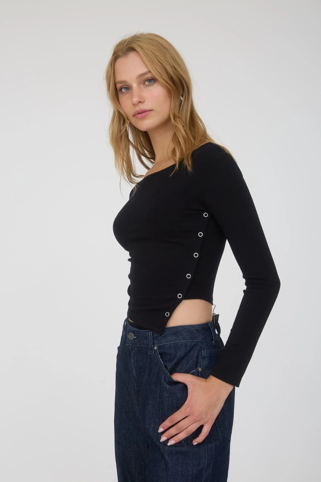 Asymmetrical knit crop top