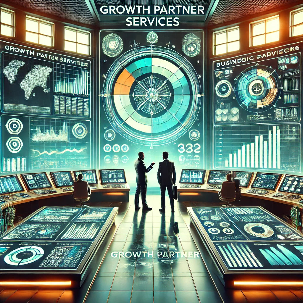 Servicios de Growth Partner Marketon - Ilustración de una sala de control futurista para negocios