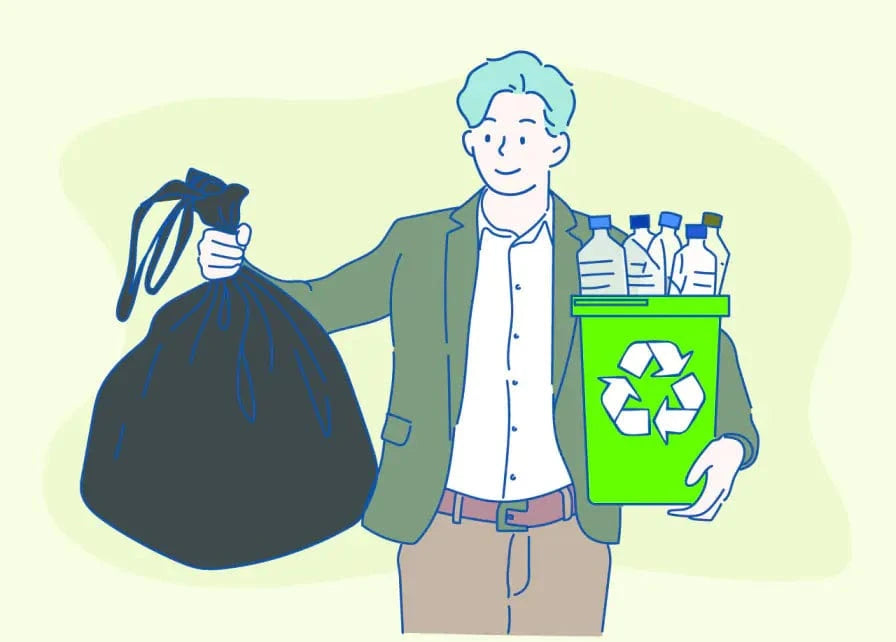 Man Holding Recycling Bin