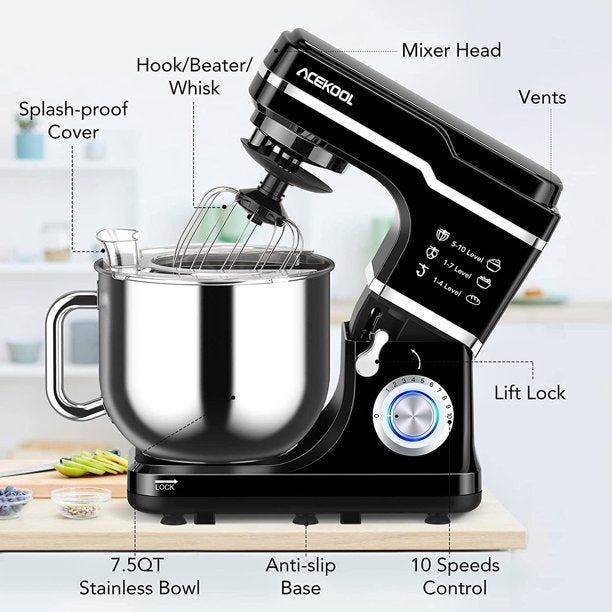 GlorySunshine Stand Mixer for Kitchen ,660W 10 Speed Cake Electric Sta –  duhojsaa