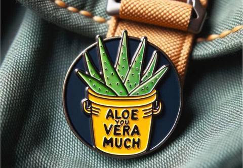 Aloe you vera much enamel pin on backpack