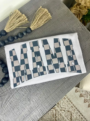 Block Checkered Mama Black Tee - Bellum&Rogue