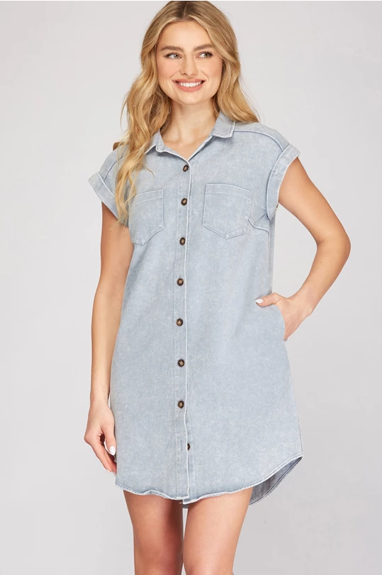 Sandoval Denim Buttondown Light Blue Dress