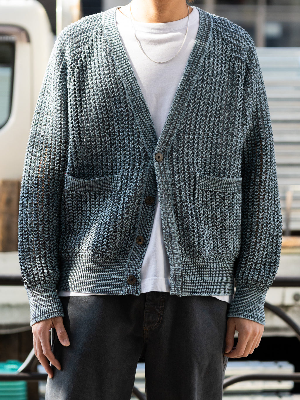 SUGARHILL / COTTON OPEN-WORK KNIT CARDIGAN -CHOCOLATE MINT-