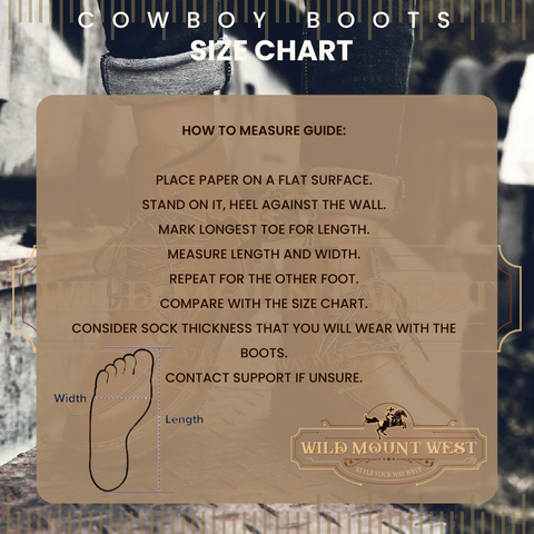 Boots Size Chart Measuring Instructions
