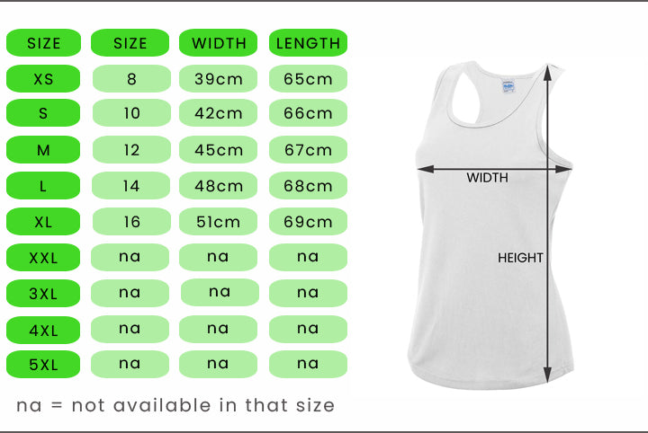 Ladies Cool Vest Size Chart