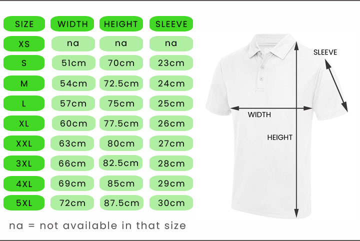 Unisex Polo Player Top Size Chart