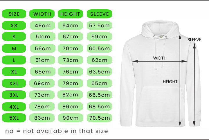 Unisex Hoodie Size Chart