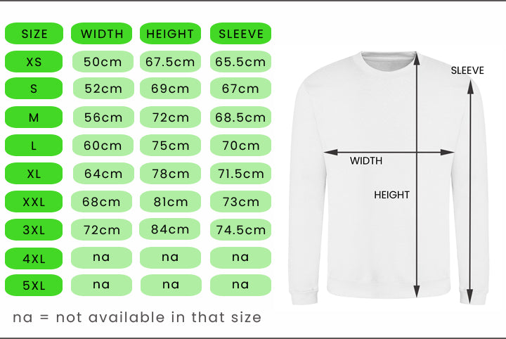 Unisex Sweatshirt Size Chart