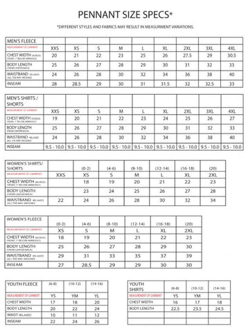 pennant-size-chart