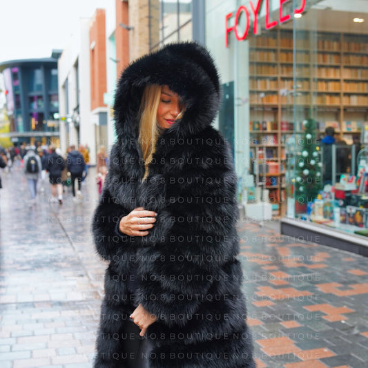 Vienna Long Straight Row Faux Fur Coat -  Denmark