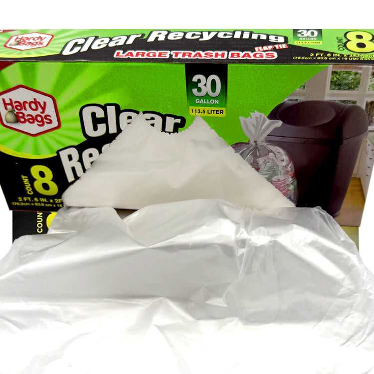 30 Gallon Clear Trash Bags (8 count)