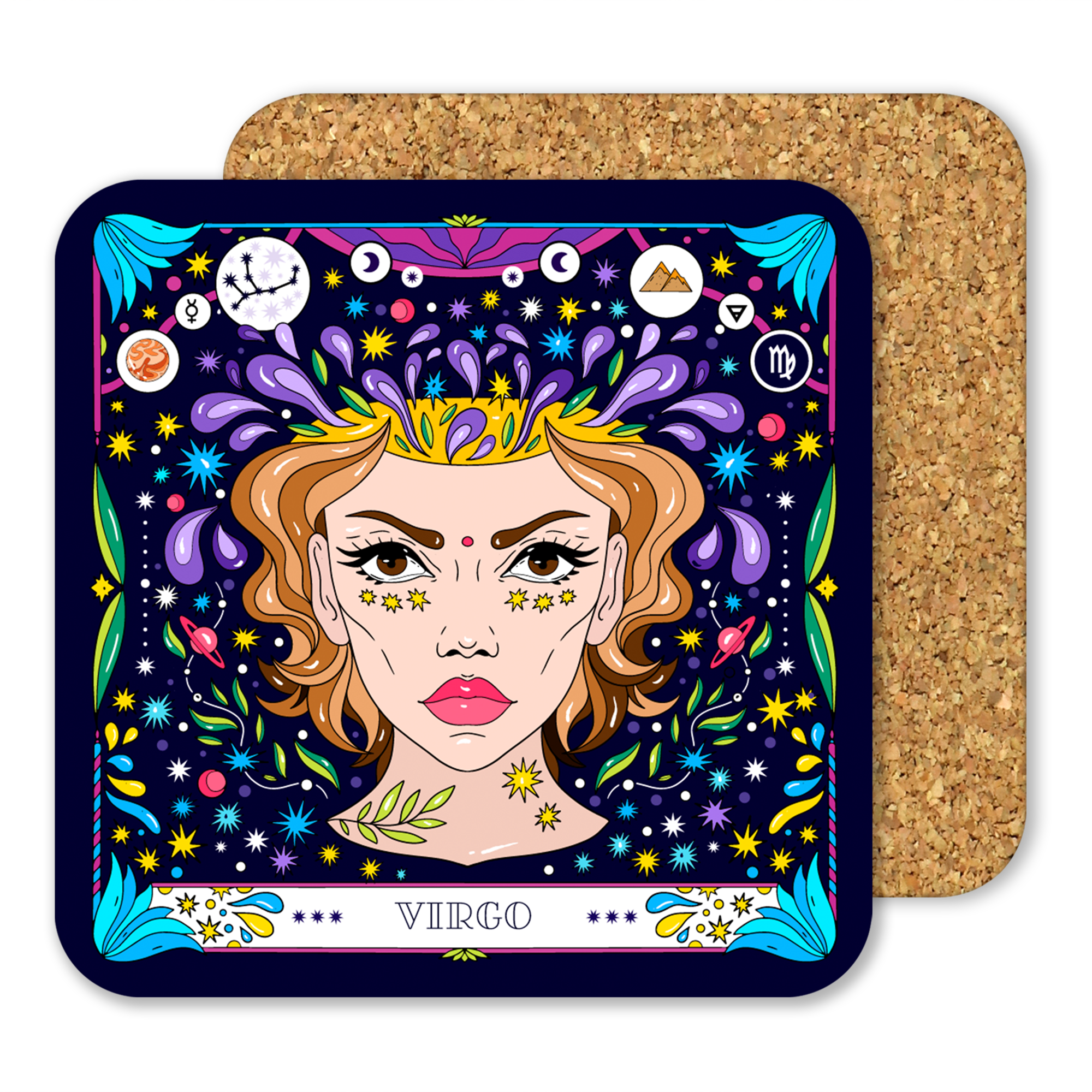 Virgo Enchanted Zodiac Coaster in single or set of 4 - choose from 2 skin tones