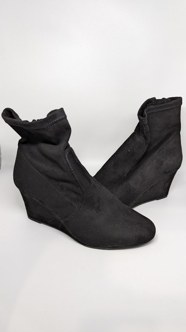 Lane Bryant Black Suede Ankle Boots