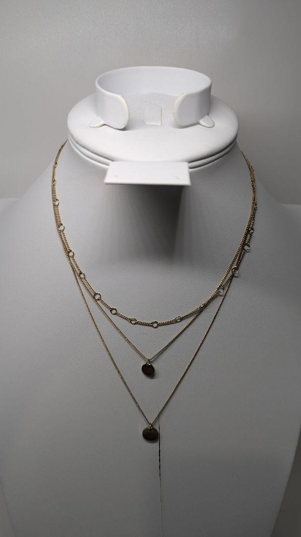 Gold Simple 3-Layer Chain Necklace with Charms